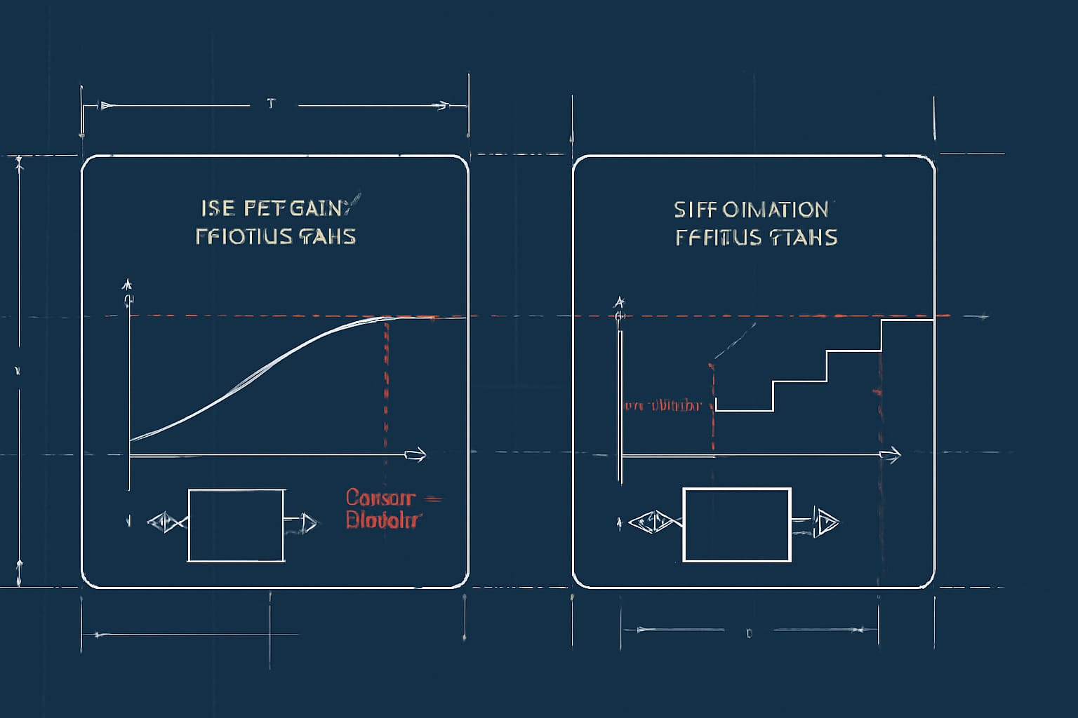 Editorial illustration in blueprint-schematic style depicting an in-memory vs streaming formatter comparison with memory usage curves